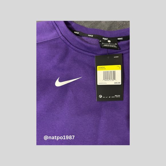 Women's Nike Purple/Charcoal Dolman Pullover Sweatshirt - Medium and Small - Picture 3 of 7